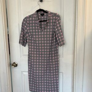 Talbots Pink and Black Geometric Midi Dress